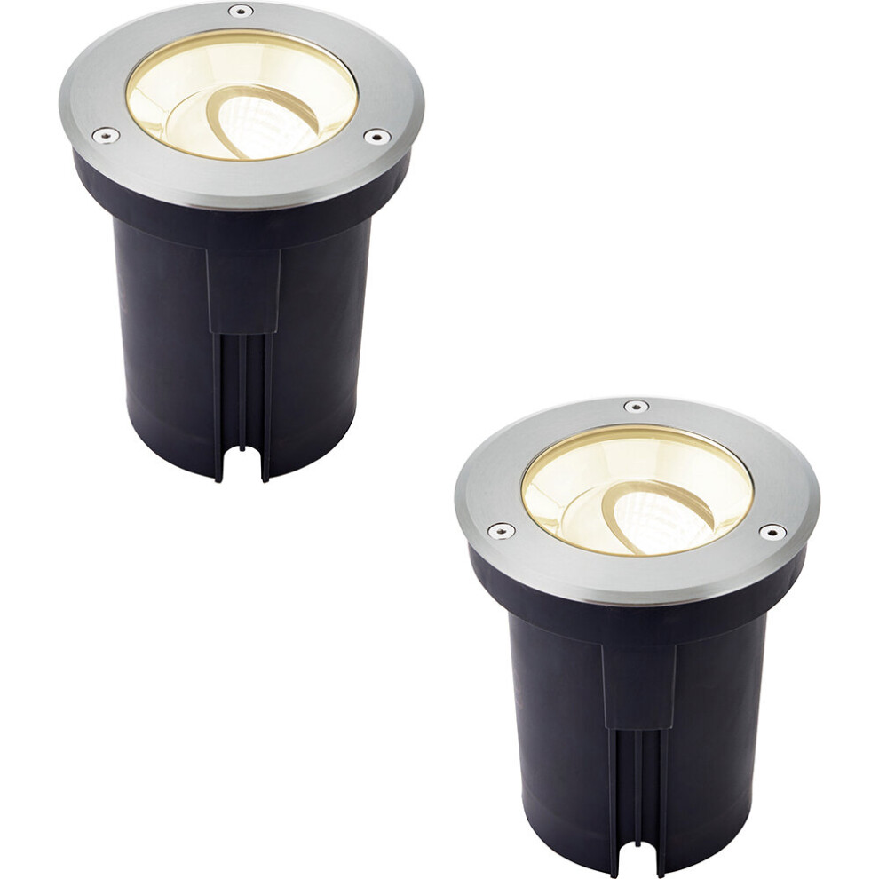Loops 2 Pack Stainless Steel Ip67 Ground Light - 13W Warm White Led - Tilting Head