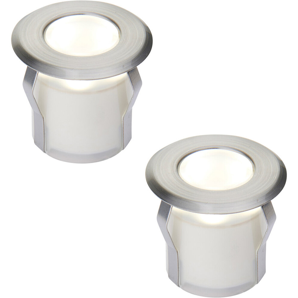 Loops 2 Pack Recessed Decking Ip67 Guide - 0.8W Cool Led - Stainless Steel Light/White