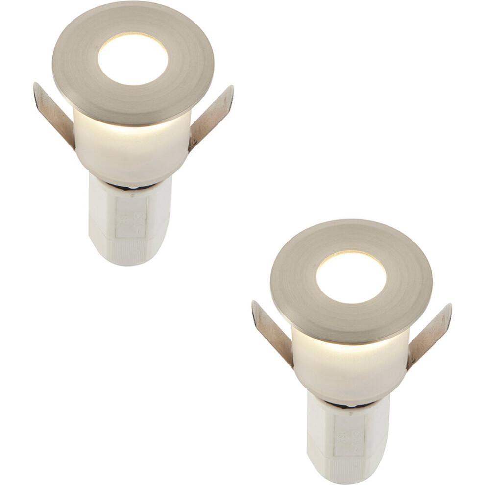 Loops 2 Pack Recessed Decking Ip67 Guide - 1.2W Cool Led - Satin Nickel Light/White
