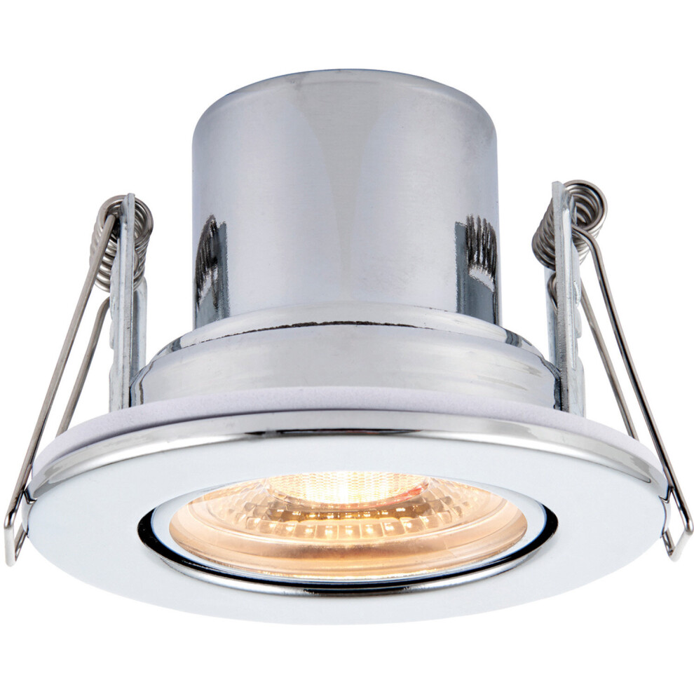 Recessed Tiltable Ceiling Downlight - Dimmable 8.5W Warm White LED Chrome Plate