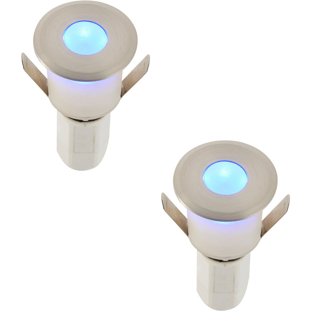 Loops 2 Pack Recessed Decking Ip67 Guide - 1.2W Led - Satin Nickel Light/Blue