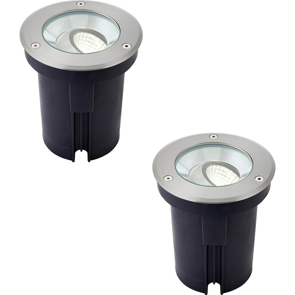 Loops 2 Pack Stainless Steel Ip67 Ground Light - 13W Cool White Led - Tilting Head