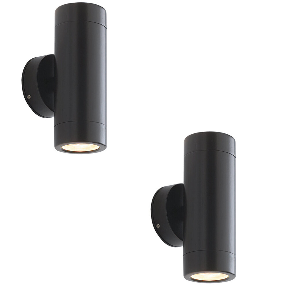 Loops 2 Pack Up & Down Twin Outdoor Wall - 2 X 7W Led Gu10 - Satin Light/Black