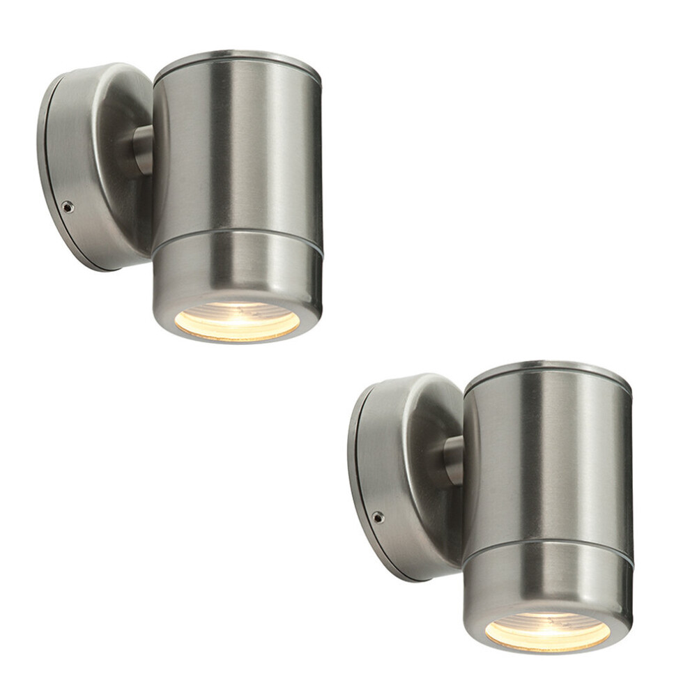 Loops 2 Pack Outdoor Ip65 Wall Down - Dimmable 7W Led Gu10 - Stainless Steel Light