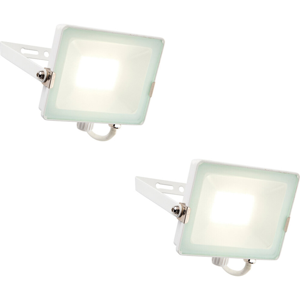 Loops 2 Pack Outdoor Waterproof Led Floodlight - 30W Cool White Led - Matt White