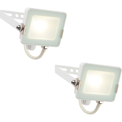 Loops 2 PACK Outdoor Waterproof LED Floodlight - 10W Cool White LED - Matt White