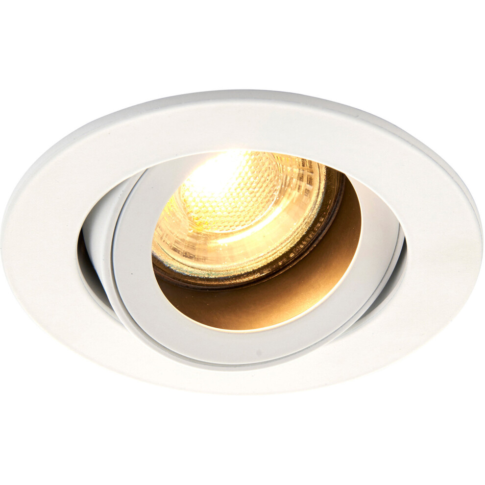 Recessed Tiltable Ceiling Downlight - 50W GU10 Reflector - Matt White
