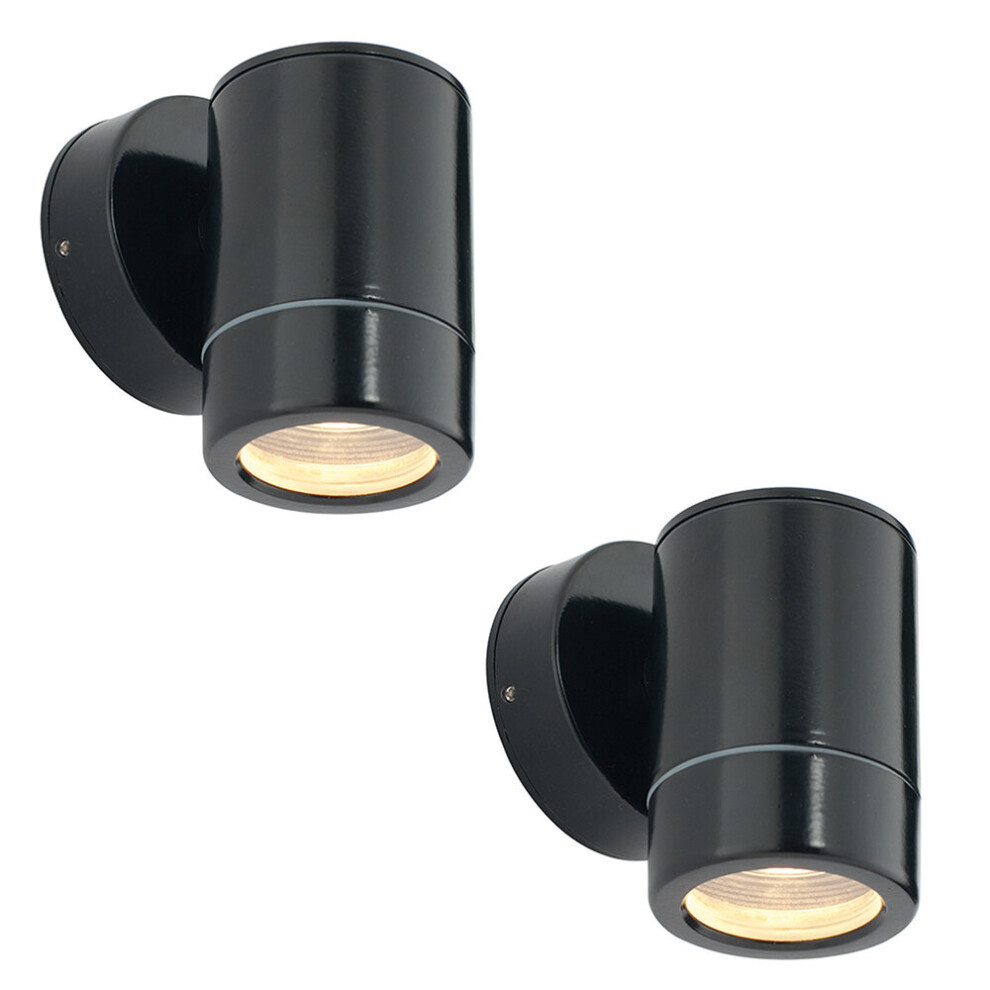 Loops 2 Pack Outdoor Ip65 Wall Downlight - Dimmable 7W Led Gu10 - Satin Black