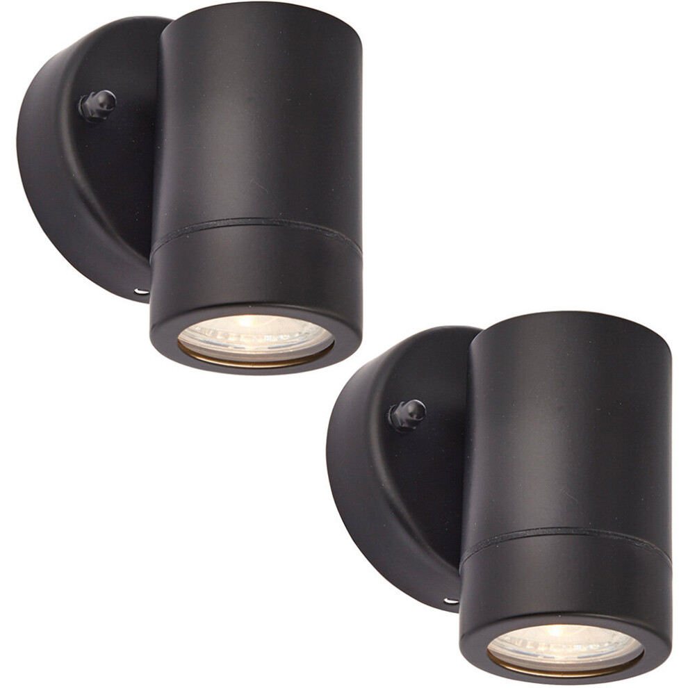 Loops 2 Pack Dimmable Outdoor Ip44 Downlight - 7W Gu10 Led - Matt & Glass Black