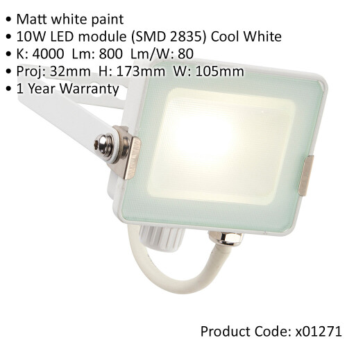 Loops 2 PACK Outdoor Waterproof LED Floodlight - 10W Cool White LED - Matt White 1