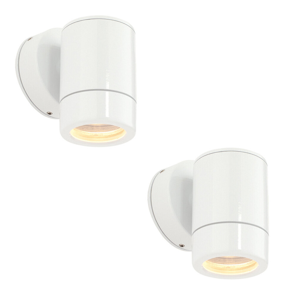 2 PACK Outdoor IP65 Wall Downlight - Dimmable 7W LED GU10 - Gloss White