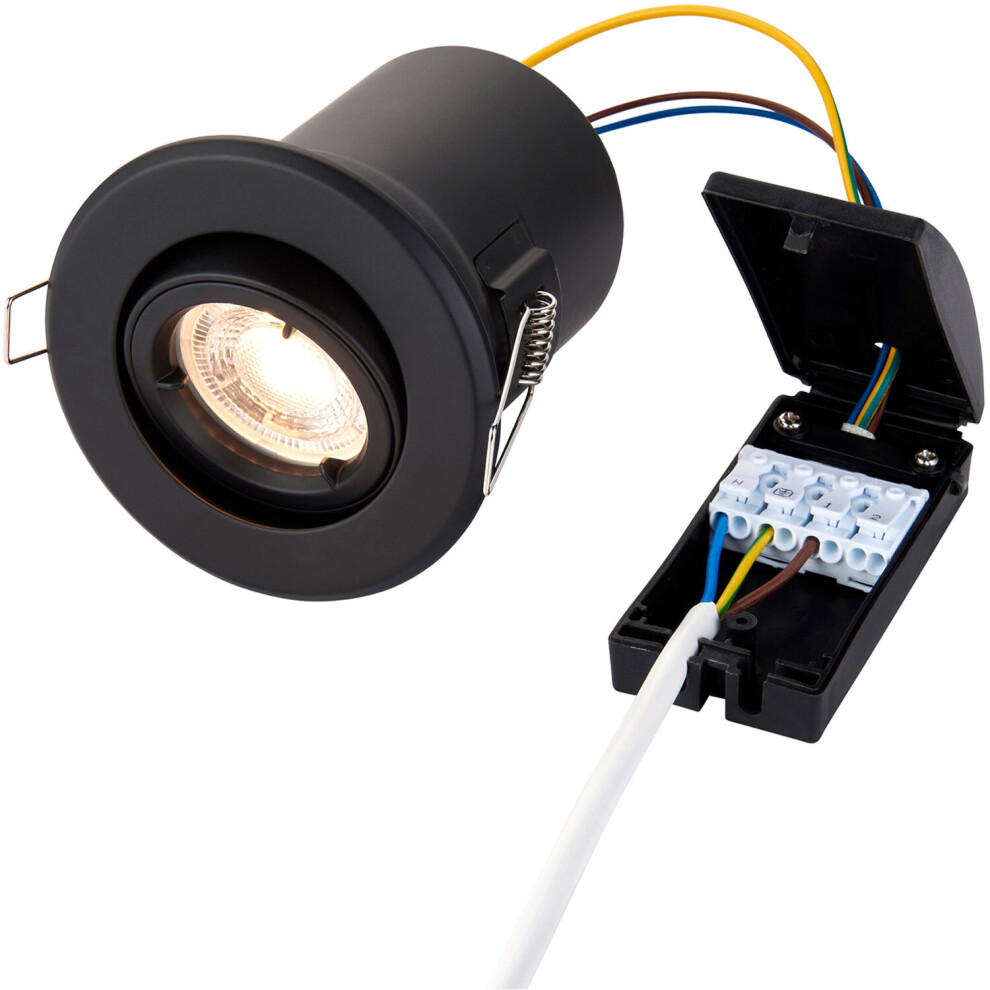 Loops Tiltable Recessed Ceiling Downlight - 50W Gu10 Reflector - Fire Rated Black