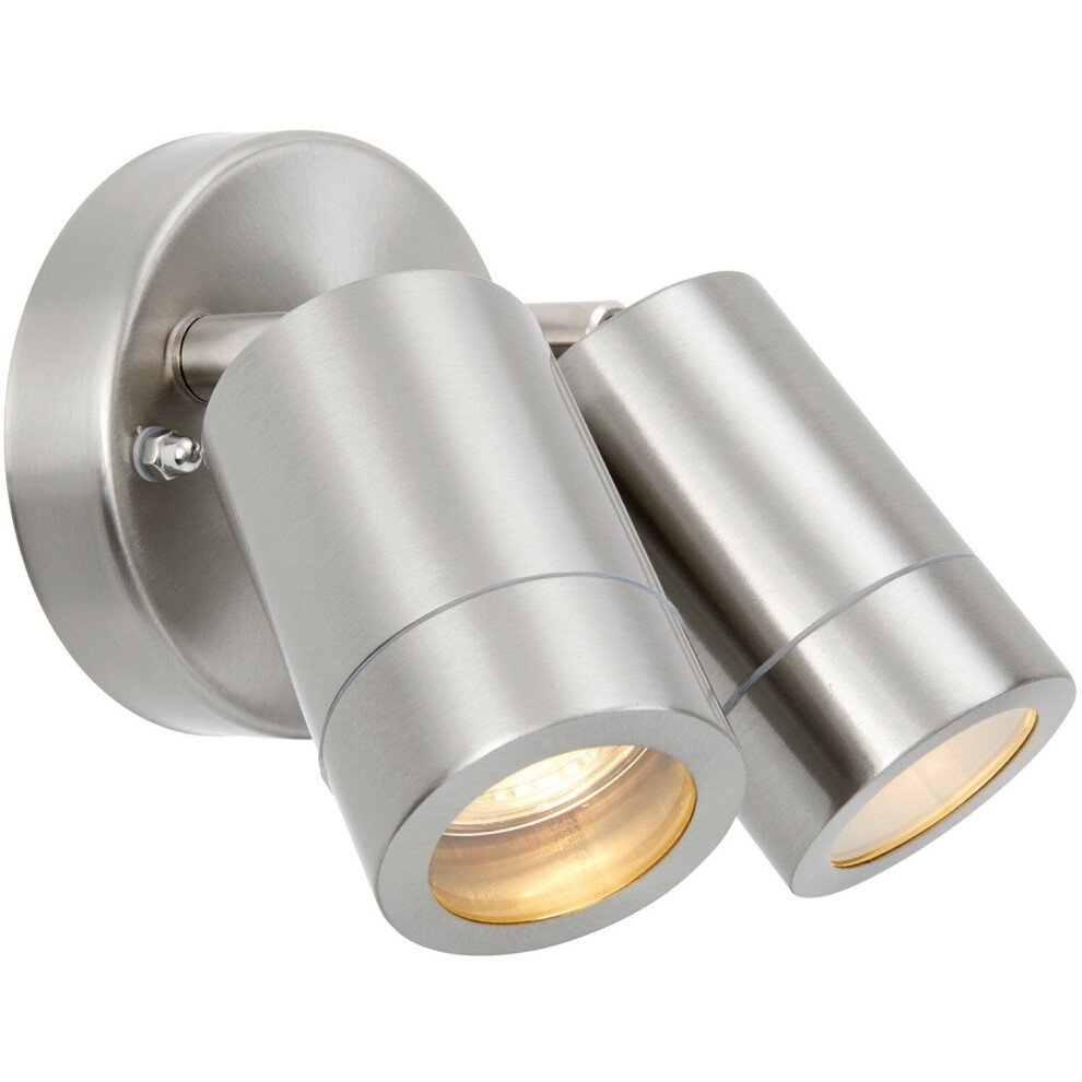 Twin Light Adjustable Spotlight - 2 x 7W LED GU10 - Marine Grade Steel
