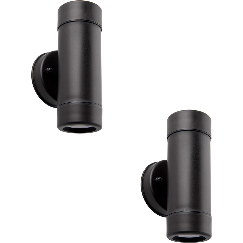 Loops 2 Pack Up & Down Twin Outdoor Downlight - Dimmable 2 X 7W Gu10 Led - Black
