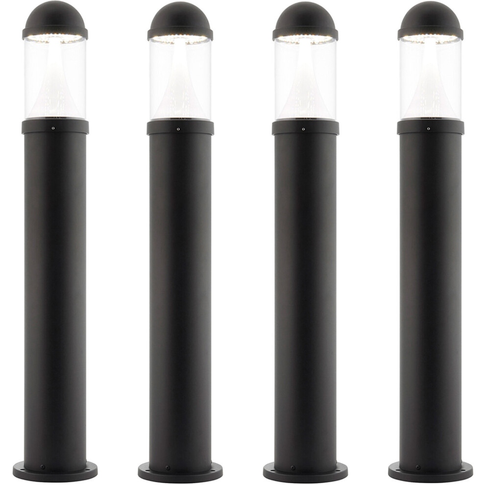 4 PACK Outdoor Bollard Post Light - 20W CCT LED Module - Textured Black Finish
