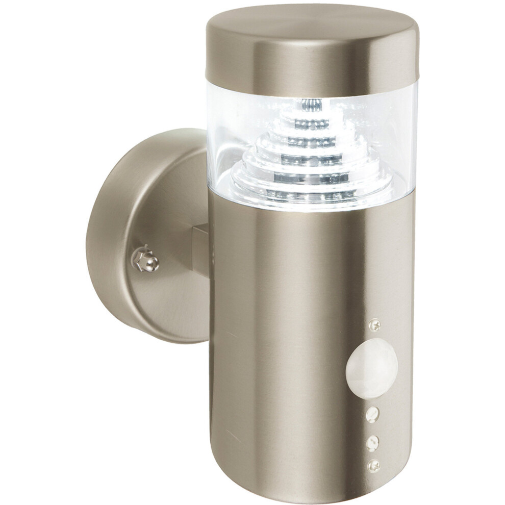 Outdoor Wall Light with PIR Sensor - Daylight White - Stepped Reflector - Steel