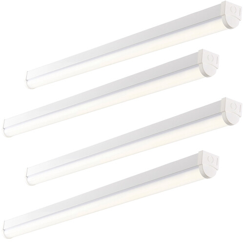 Loops 4 PACK 5ft High Lumen Batten Light - 65.5W Cool White LED - Gloss White & Opal