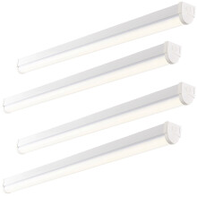4 PACK 6ft High Lumen Batten Light - 68.5W Cool White LED - Gloss White & Opal