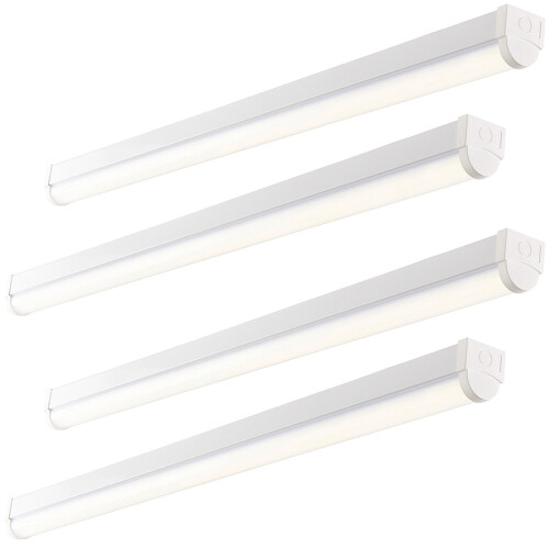 Loops 4 PACK 6ft High Lumen Batten Light - 68.5W Cool White LED - Gloss White & Opal
