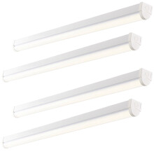 4 PACK 4ft Emergency Batten Light - 24.5W Cool White LED - Gloss White & Opal