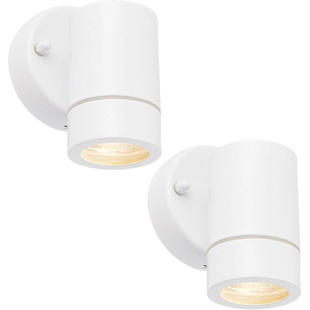 Loops 2 Pack Dimmable Outdoor Ip44 Downlight - 7W Gu10 Led - Gloss & Glass White