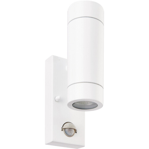 Loops Twin Up & Down Wall Light - PIR Sensor - 2 x 7W GU10 LED - Gloss White 2