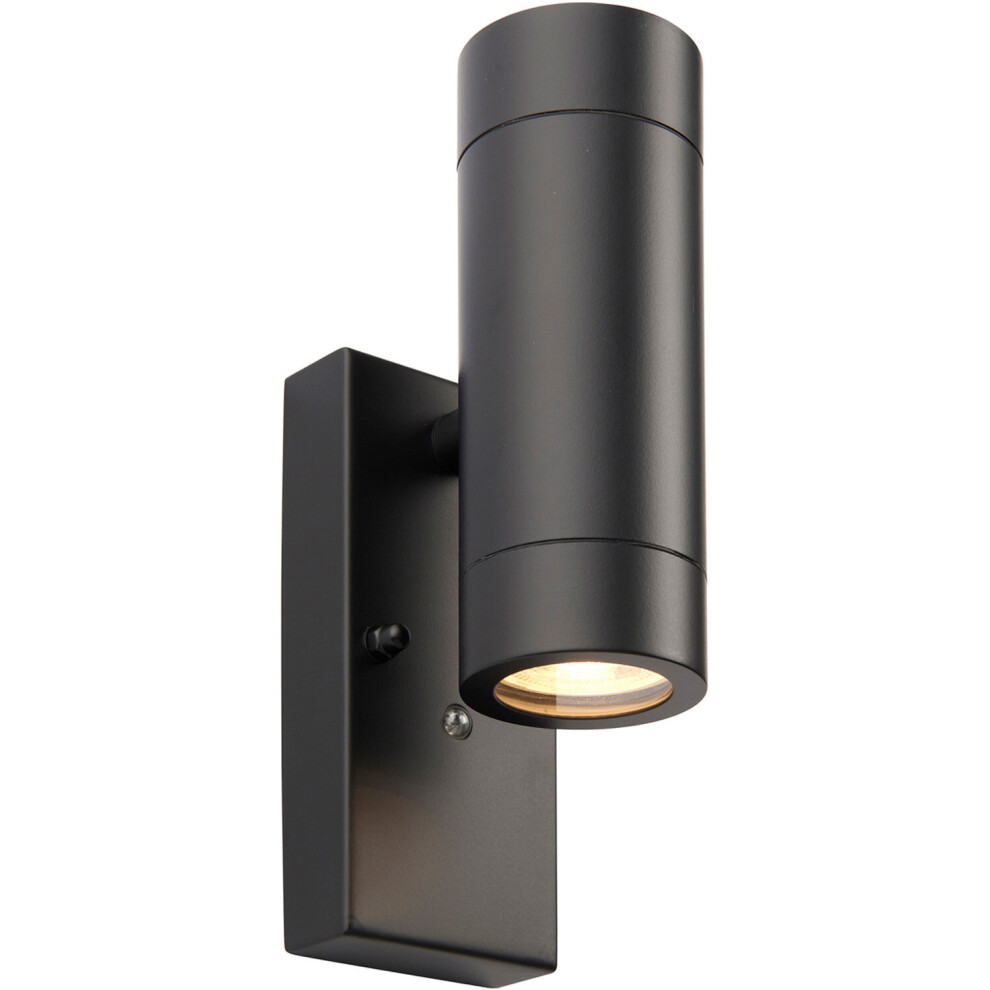 Twin Up & Down IP44 Wall Light - Photocell Sensor - 2 x 7W GU10 LED - Matt Black