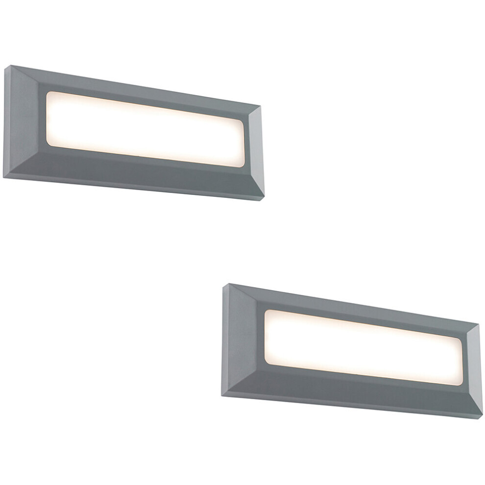Loops Unisex White 2 Pack Outdoor Ip65 Pathway Guide Light - Direct 3W Warm Led - Gray Abs Small - Image 2