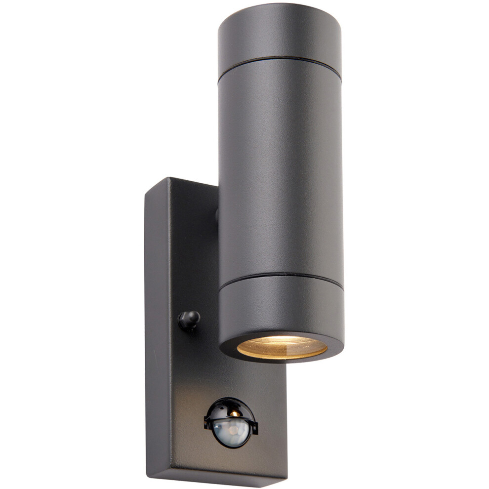 Loops Twin Up & Down Wall - Pir Sensor - 2 X 7W Gu10 Led - Light/Anthracite