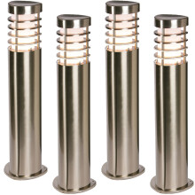 4 PACK Modern Outdoor Stainless Steel Post Light - 10.5W E27 LED - 500mm Height