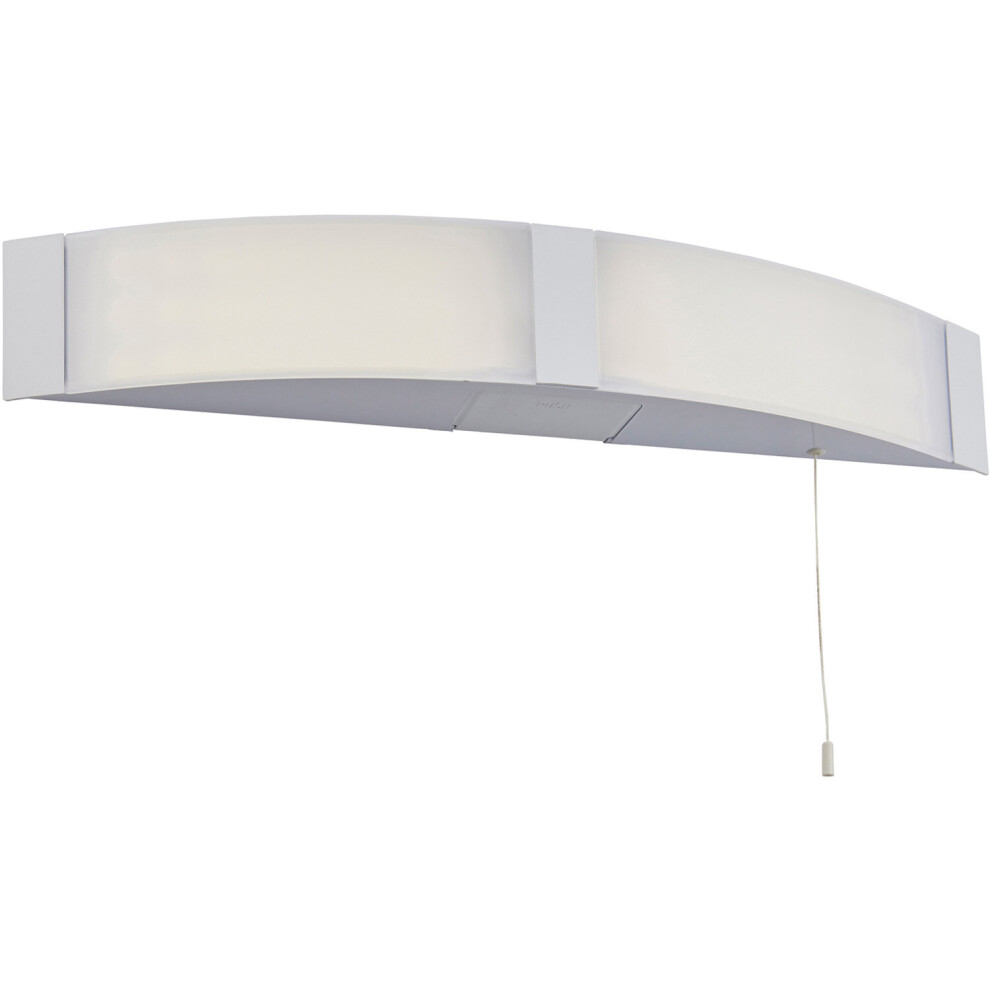 Bathroom Over Mirror Wall Light - 2 x 6W Cool White LED - White Acrylic