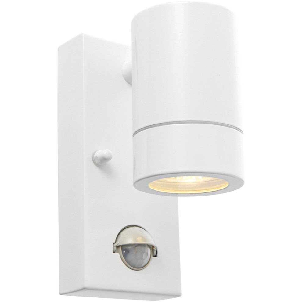 Outdoor IP44 Wall Downlight - PIR Sensor - 7W GU10 LED - Gloss White