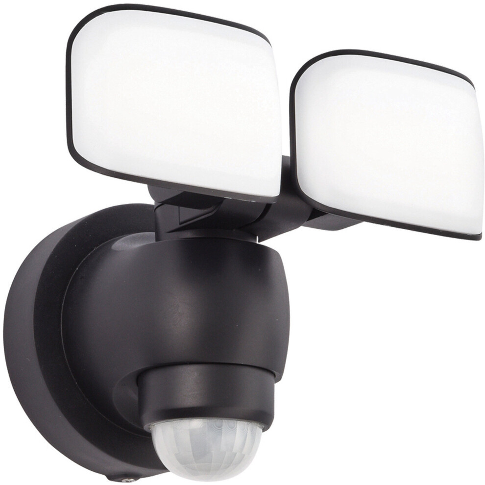 Twin Outdoor Security Spot Light - 2 x 10W Daylight White LEDs - PIR Sensor