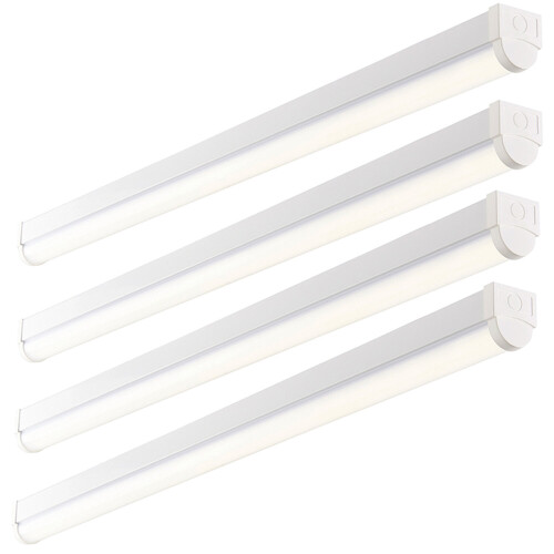 Loops 4 PACK 4ft High Lumen Batten Light - 42.5W Cool White LED - Gloss White & Opal