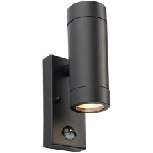 Twin Up & Down Wall Light - PIR Sensor - 2 x 7W GU10 LED - Satin Black