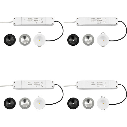 Loops 4 PACK Recessed Emergency Ceiling Guide Light Kit - Daylight White LED - White