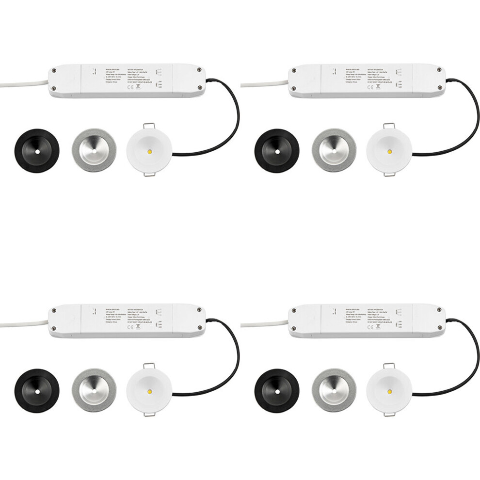 Loops 4 Pack Recessed Emergency Ceiling Guide Kit - Day Led - Light/White