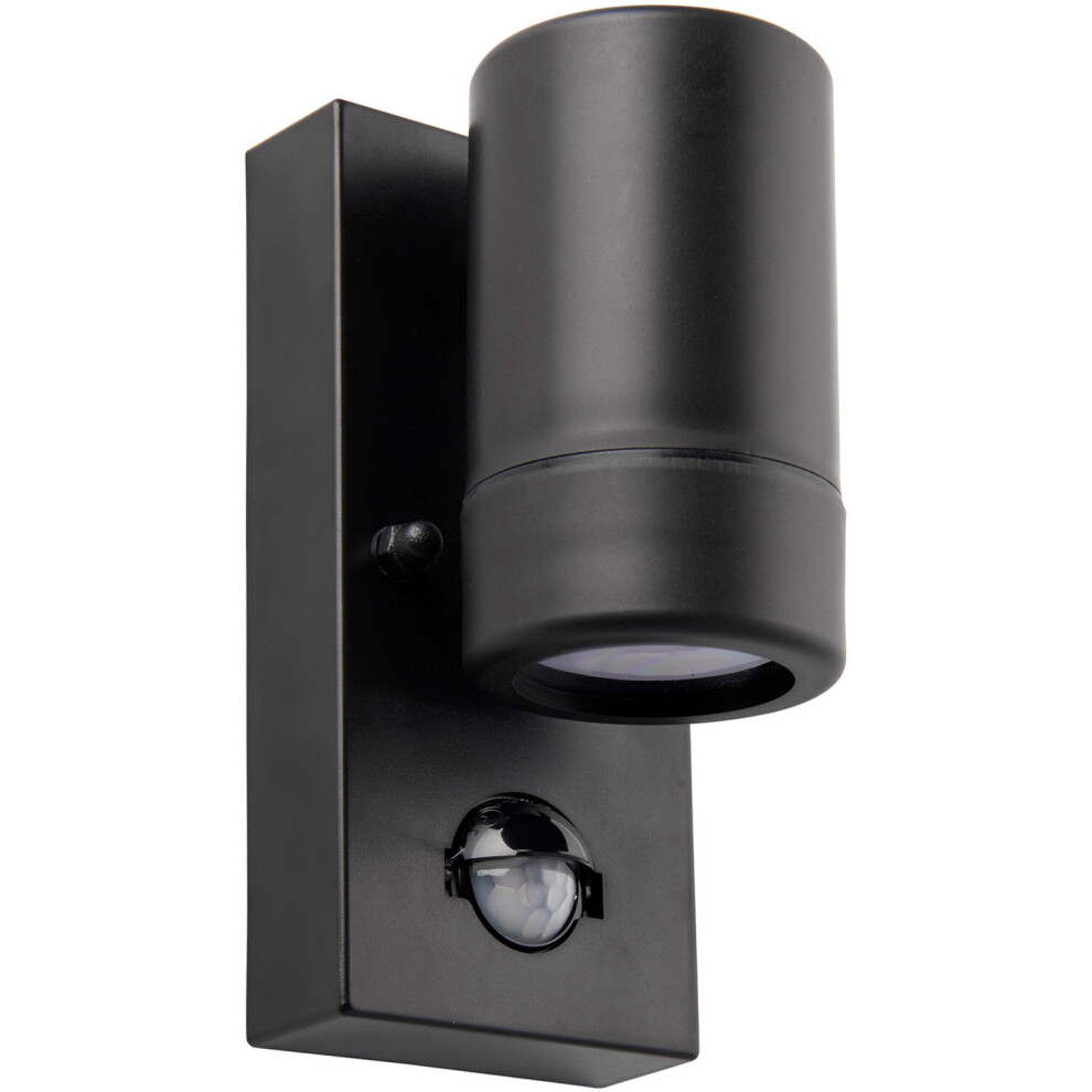 Outdoor IP44 Wall Downlight with PIR Sensor - 7W LED GU10 - Matt Black