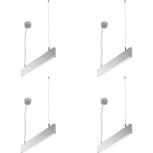 4 PACK Slim Commercial Suspension Light - 610mm x 20mm - 25W Cool White LED
