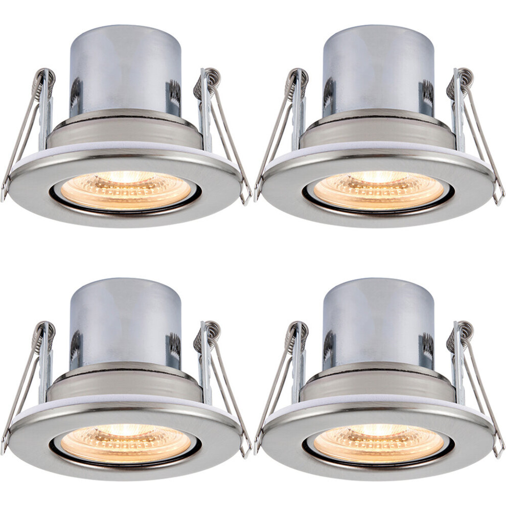 4 PACK Recessed Tiltable Ceiling Downlight - 8.5W Warm White LED Satin Nickel