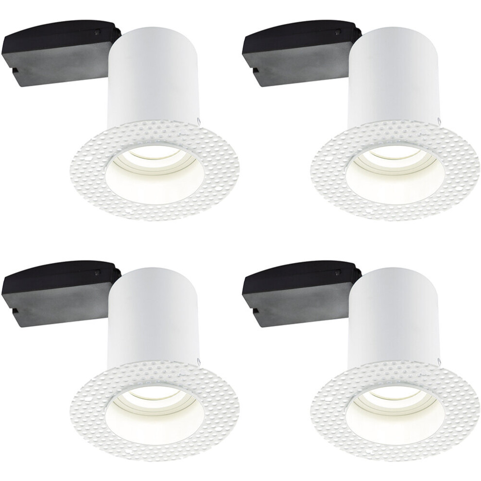 4 PACK Plaster-In Fire Rated Downlight - 50W GU10 Reflector LED - Trimless