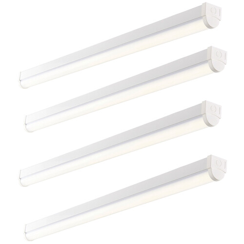 Loops 2 PK 6ft High Lumen Emergency Batten Light - 68.5W Cool White LED - Gloss White