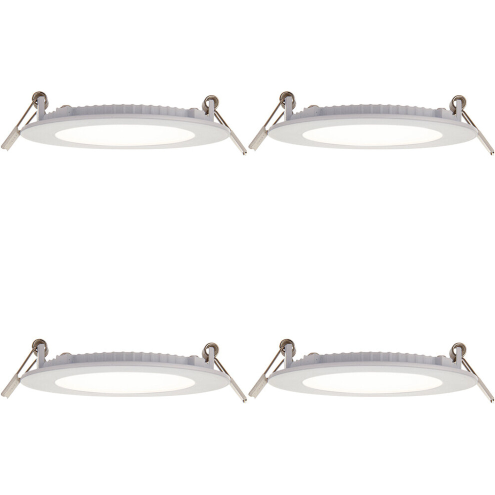 4 PACK Ultra Slim Recessed Ceiling Downlight - 6W Cool White LED - IP44 Rated