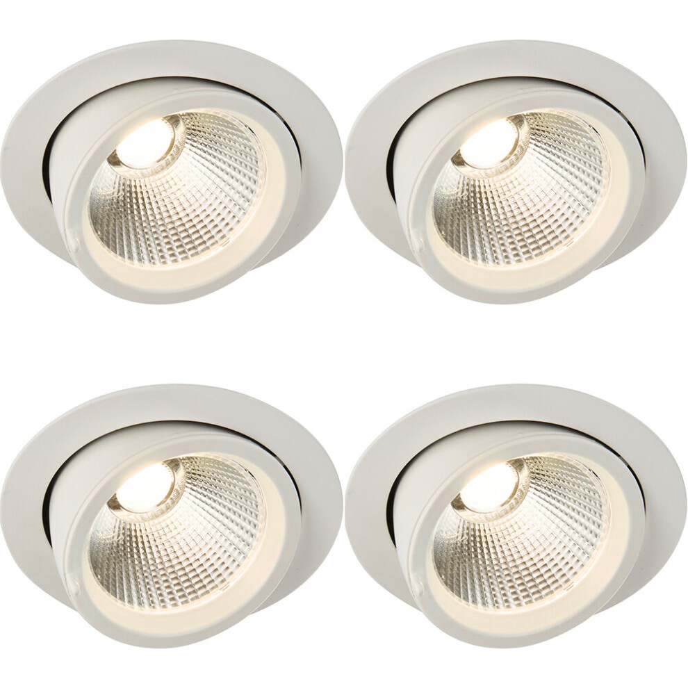 4 PACK Fully Adjustable Ceiling Downlight - 36W Warm White LED - Matt White