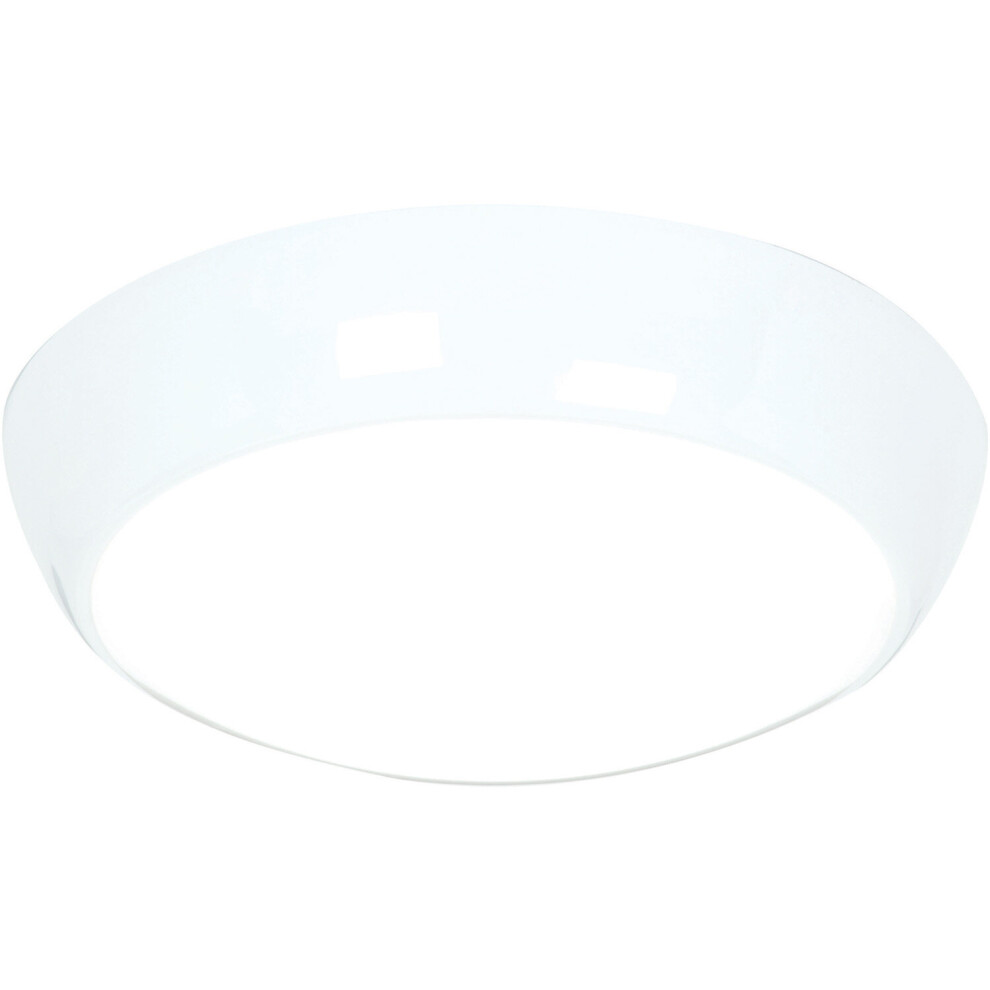 Round IP65 Bulkhead Light - 16W Cool White LED - 325mm Diameter - White