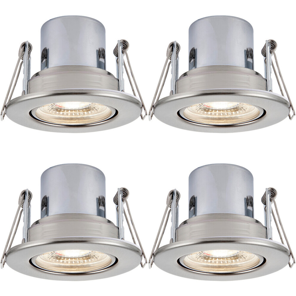 4 PACK Recessed Tiltable Ceiling Downlight - 8.5W Cool White LED Satin Nickel