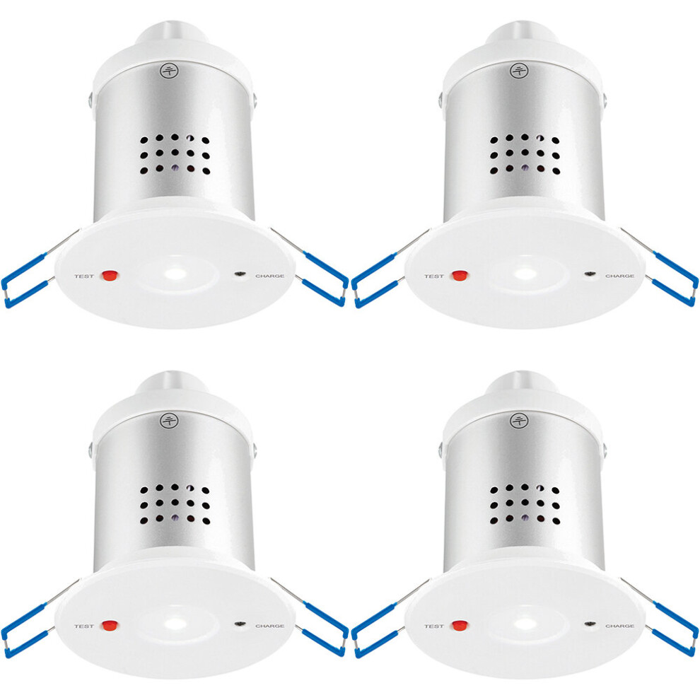 4 PACK Recessed Emergency Ceiling Downlight - Daylight White - Self Contained