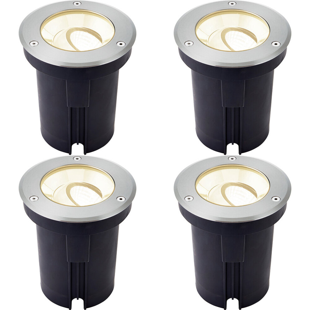 4 PACK Stainless Steel IP67 Ground Light - 13W Warm White LED - Tilting Head