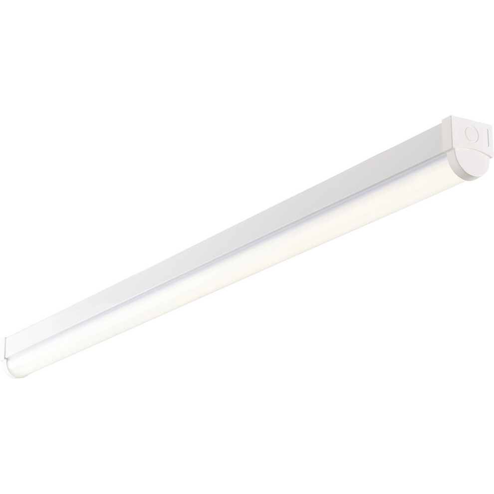 4ft Emergency Batten Light Fitting - 24.5W Cool White LED - Gloss White & Opal