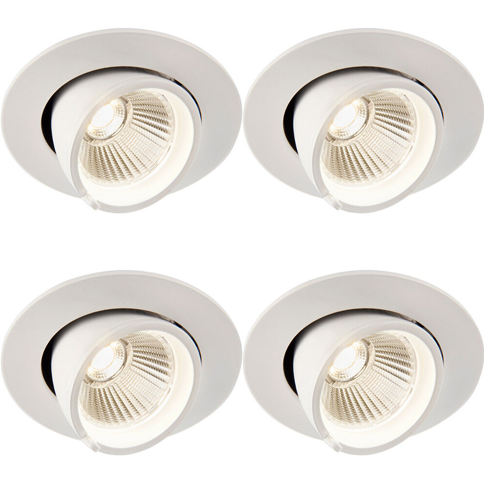 4 PACK Fully Adjustable Ceiling Downlight - 9W Cool White LED - Matt White